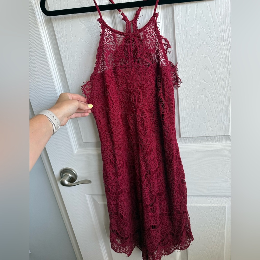 Free People Burgundy Lace Dress